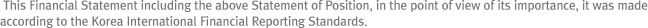 This Financial Statement including the above Statement of Position, in the point of view of its importance, it was made according to the Korea International Financial Reporting Standards.